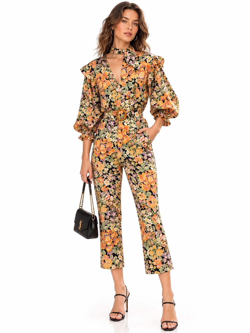 NWT ELLIATT Obscure Floral Bell Sleeve Jumpsuit